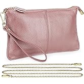 Uromee Wristlet Wallet Clutch Purses for Women Genuine Leather Crossbody Bag Handbag with Detachable Shoulder Chain