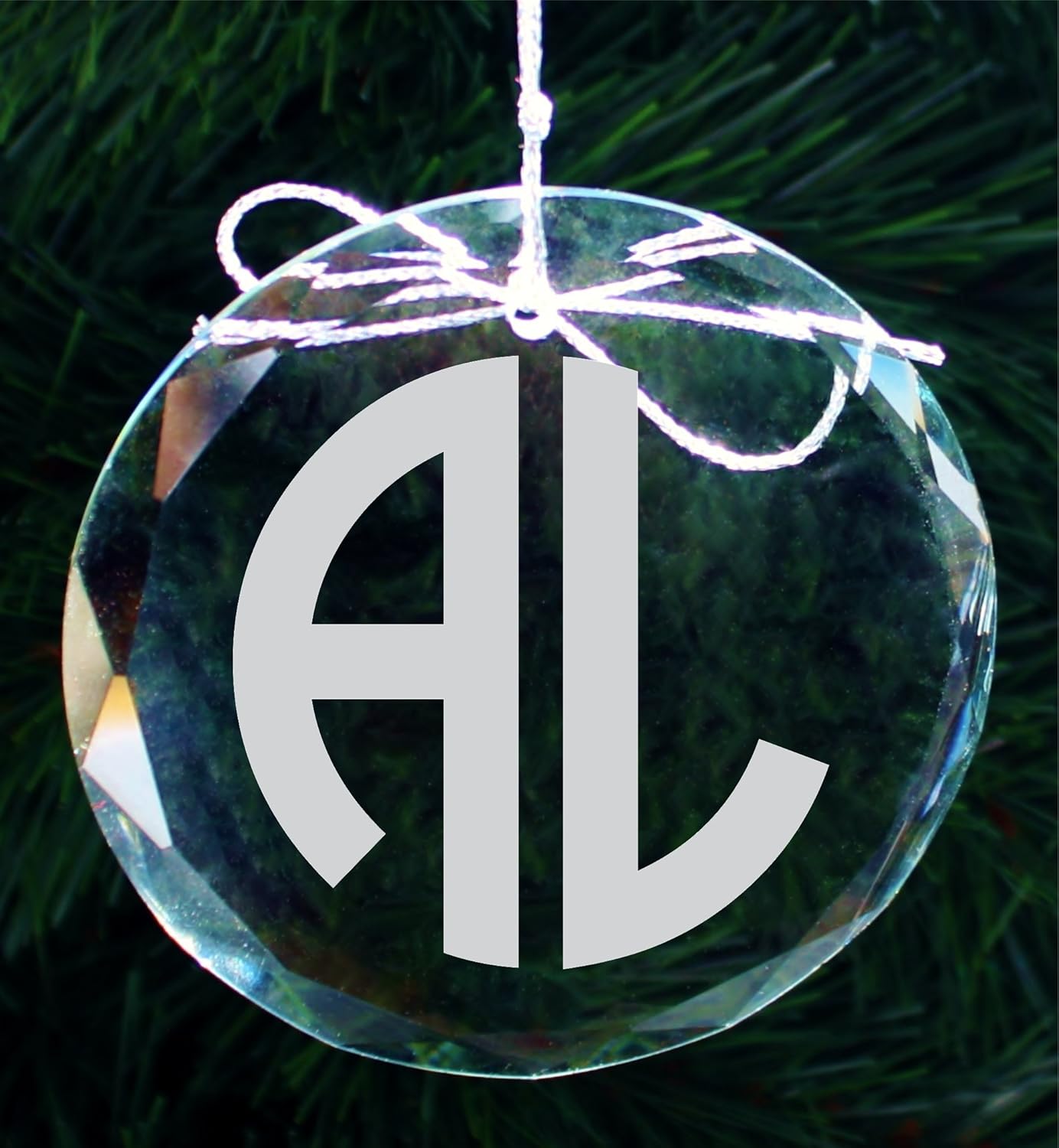 2 Initial Engraved Monogram Christmas Ornament