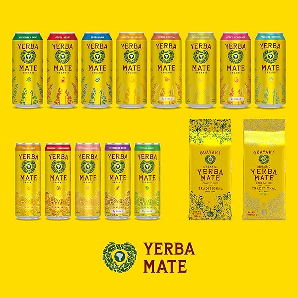 GUAYAKÍ YERBA MATE, ORGANIC SPARKLING ENERGY DRINK ALTERNATIVE, BERRYMINT BLISS, LOW SUGAR, 80MG NATURAL CAFFEINE, SMOOTH ENERGY & FOCUS, CARBONATED, 12 OZ (PACK OF 12) (PACKAGING MAY VARY)