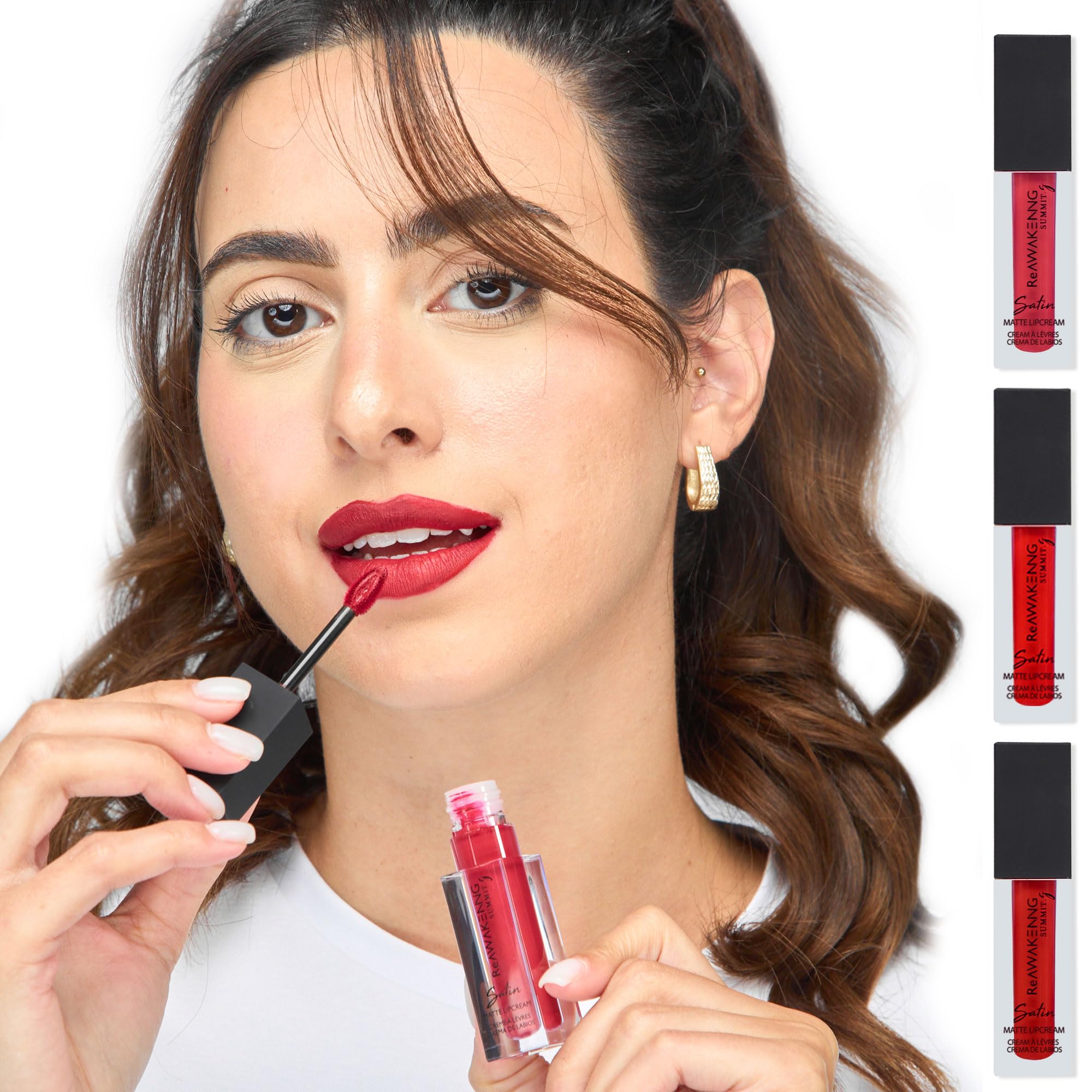 Summit G Satin Glossy Liquid Matte Lipstick, Long Lasting Lip Stain, Vitamin E Enriched, Easy Apply Lip Tint Red, Highly Pigmented Transfer Proof, Satin Finish, Water Resistant Formula (Passion)
