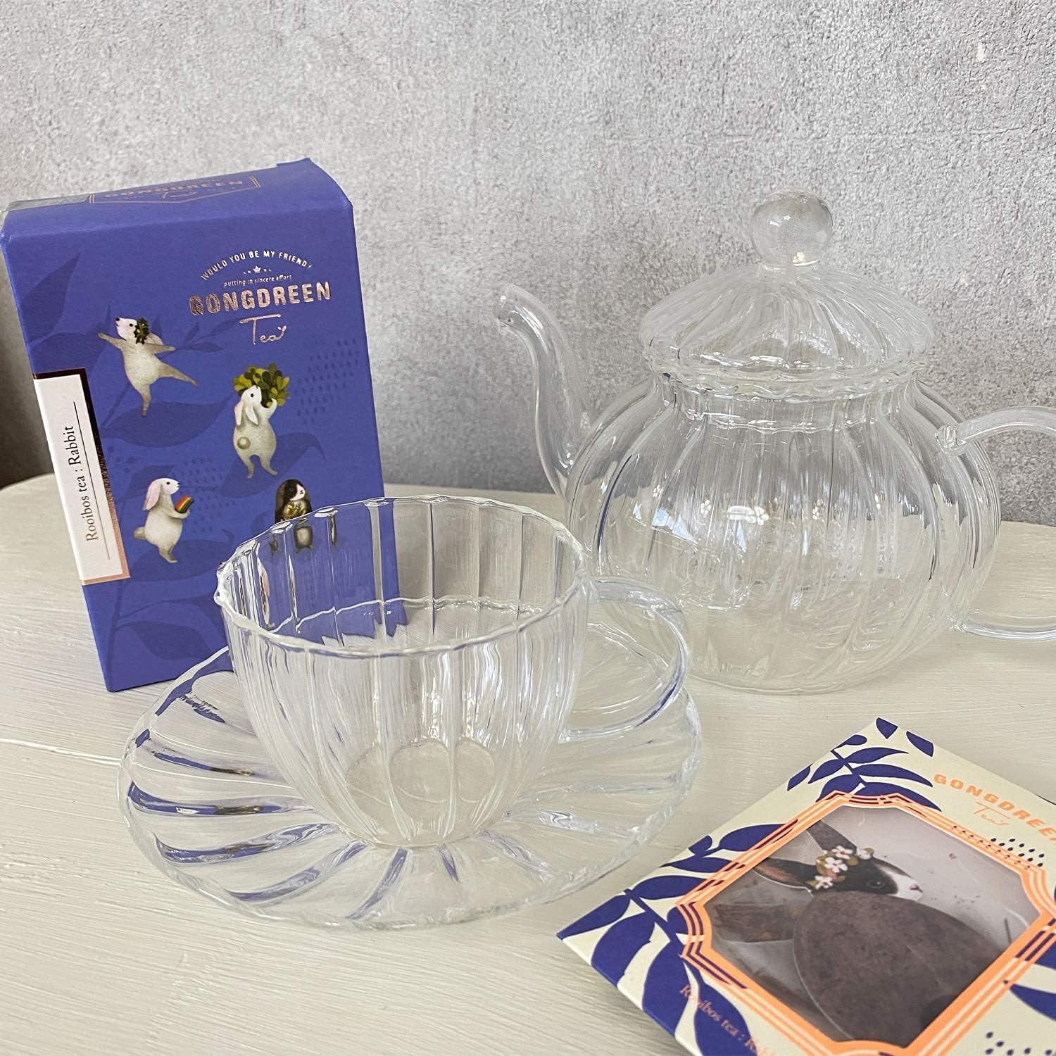 Amazon Siroppu ガラス ティーカップ 耐熱 クリア 透明 ウエーブ かわいい 人気 耐熱ガラス 紅茶 お茶 ハーブティー 1 対応 スリム ミニマム スタイリッシュ 軽量 軽い ガラス カップ ソーサー Siroppu ティーポット