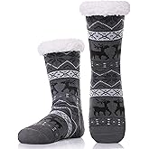 DYW Mens Fuzzy Slipper Socks Warm Thick Heavy Thermal Fleece lined Fluffy Winter Non Slip Socks