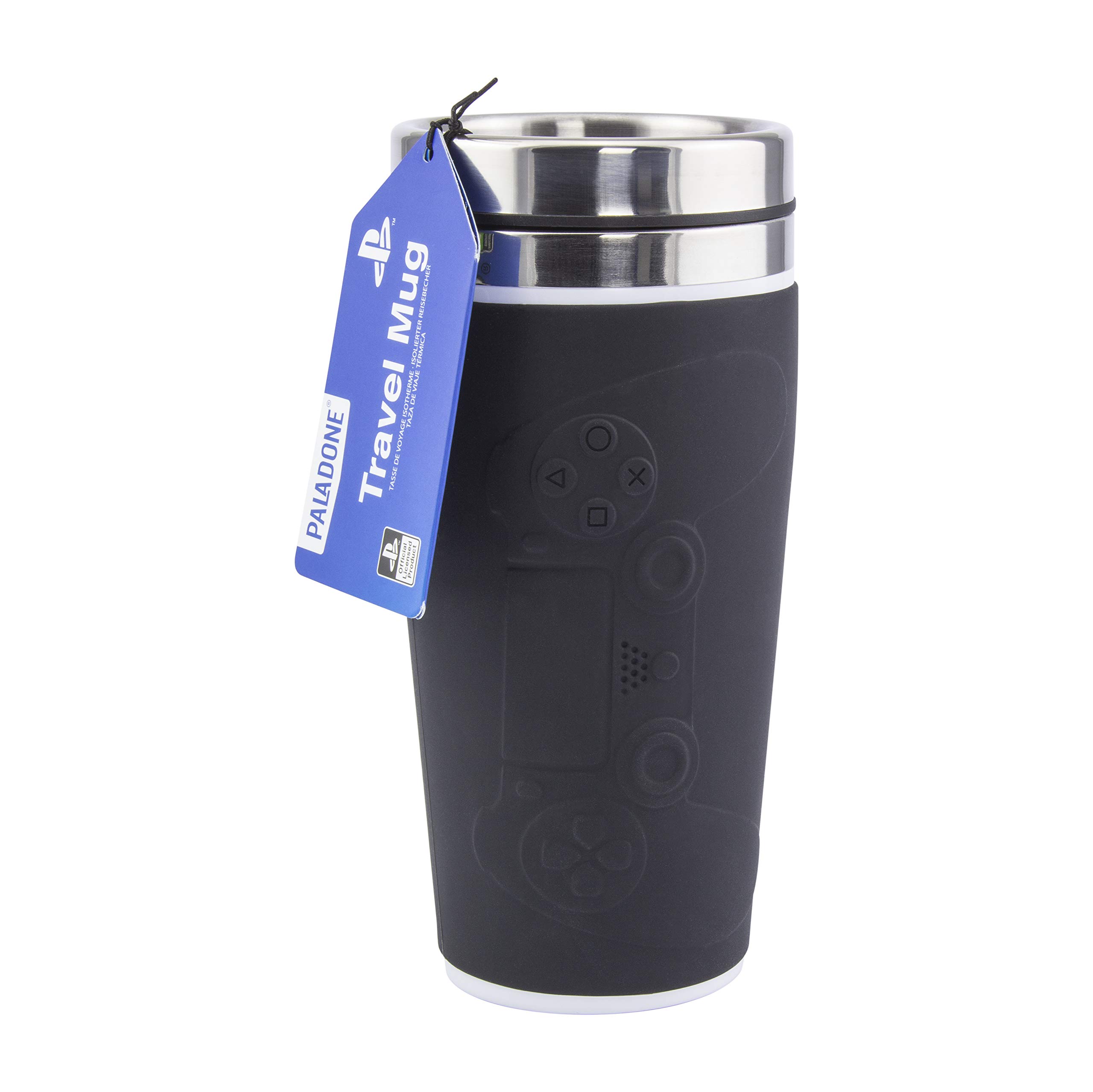 Paladone PP6580PS Playstation Controller Travel Mug 450ml, Stainless Steel, Black