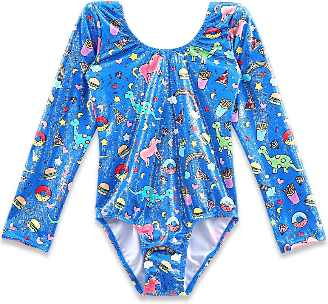 CEMXX Gymnastics Leotards for Girls Unicorn Long Sleeve Pink Purple Sparkle Athletic Dance Ballet Unitards Leotard 3-8 Years