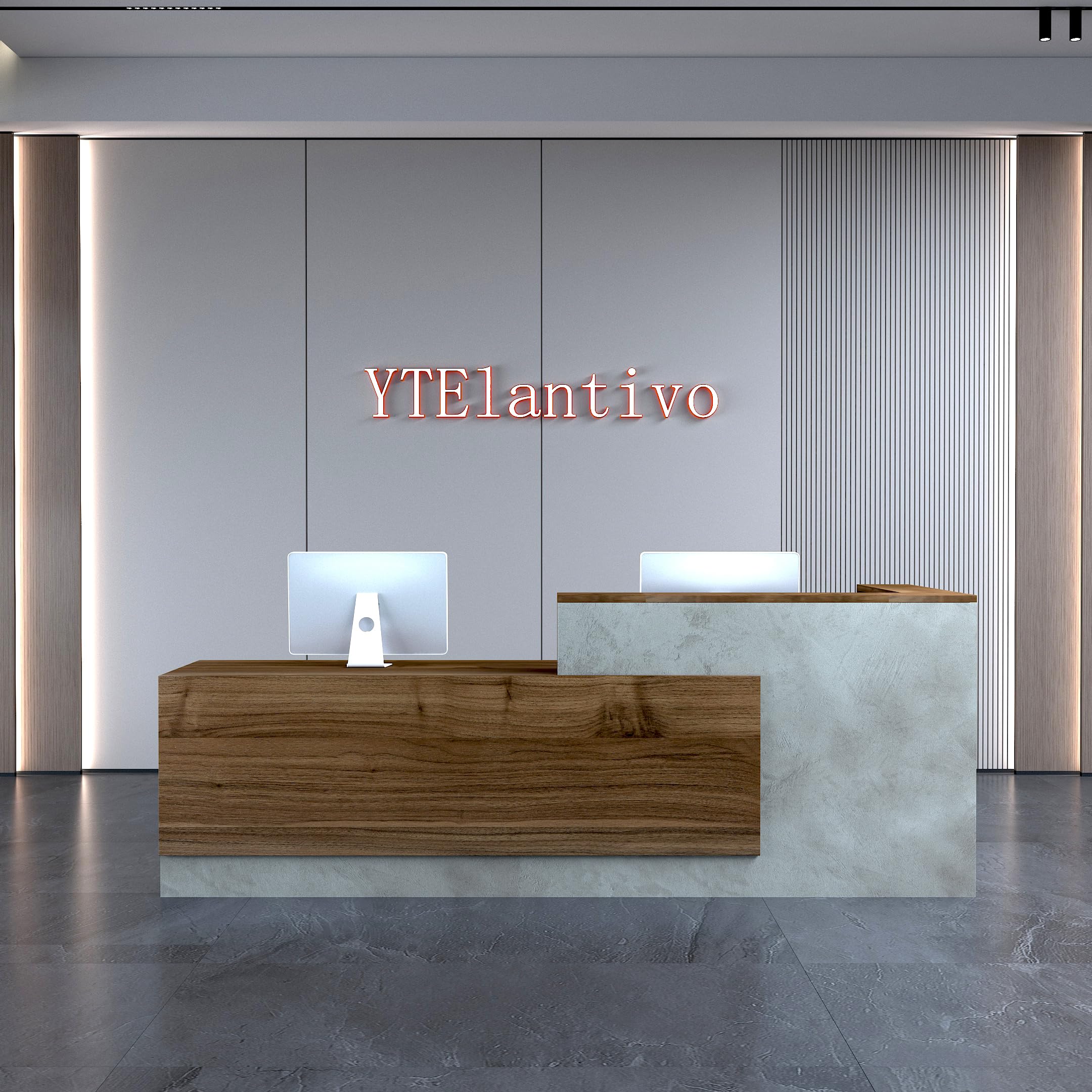 YTElantivo L-Shaped Reception Desk with Counter and