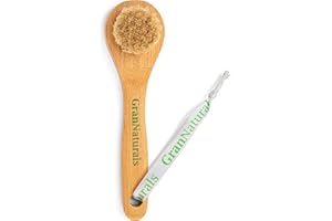 GranNaturals Manual Facial Brush Dry Brushing Scrubber - Stiff Boar Bristles for Exfoliation - Promotes Lymphatic Drainage, Deep Cleansing, Gentle Pore Cleaning for Glowing, Soft Skin - Wooden Handle