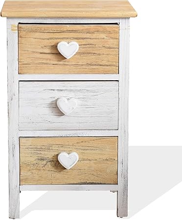 Rebecca Mobili Bedside Table Chest Of Drawers 3 Drawers Paulownia Wood White Beige Shabby Bedroom Bathroom 56 X 35 X 25 Cm H X W X D Art Re4381 Amazon Co Uk Kitchen Home