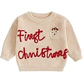 MoZiKQin Baby Christmas Outfit Boy Girl First Christmas Sweater Infant Toddler Knit Ugly Sweaters Fall Winter Clothes