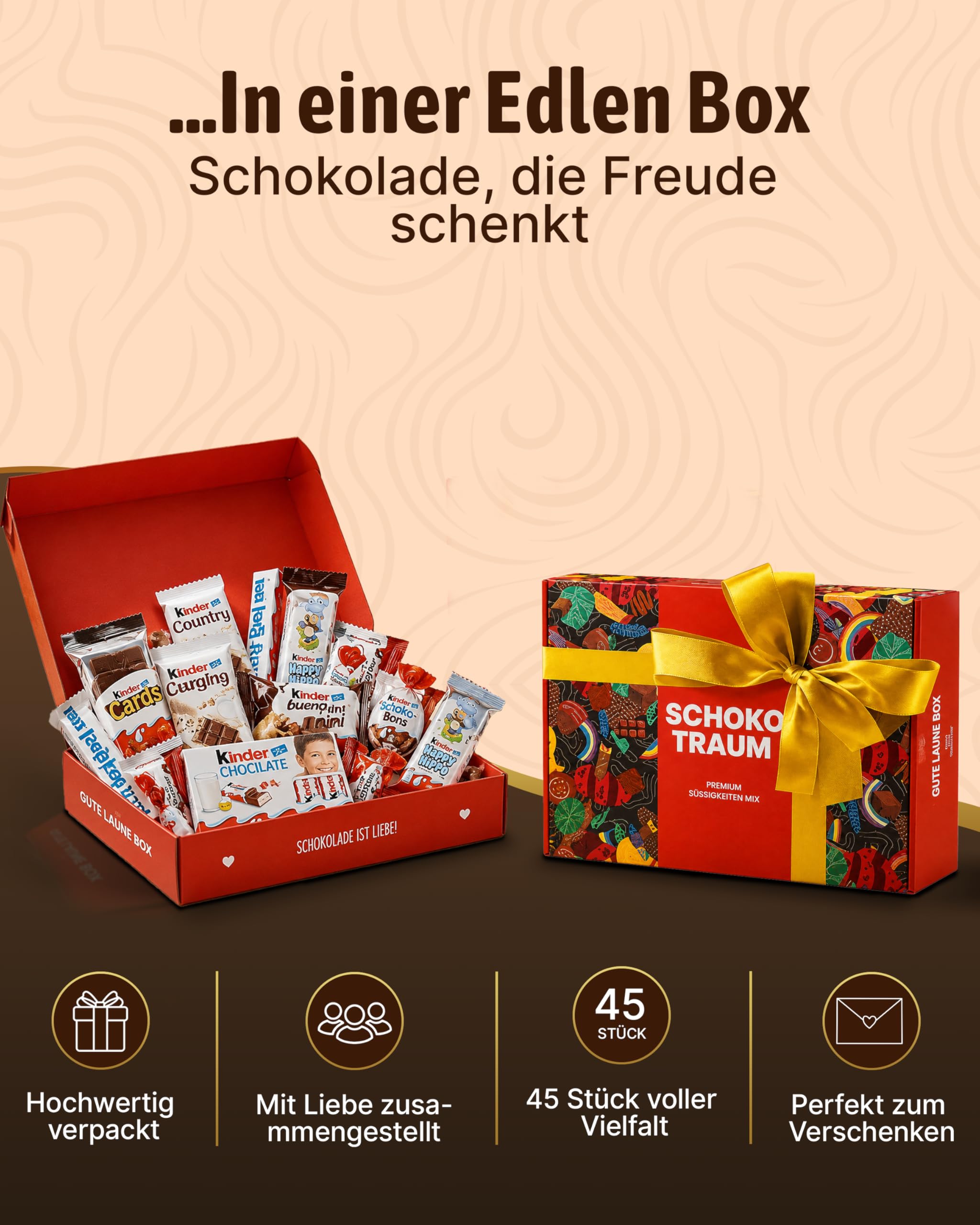 Süßigkeiten Box mit Kinderschokolade - "Schokotraum" von Candy Circle, Wunderschöne Süssigkeiten Box mit Bueno, Kinder Schokolade und Kinder Country, als Geschenk oder Naschbox 8