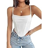 ZESICA Women's Summer Corset Tops Sexy Spaghetti Straps Mesh Bustier Top Cute Camisole Tank Tops