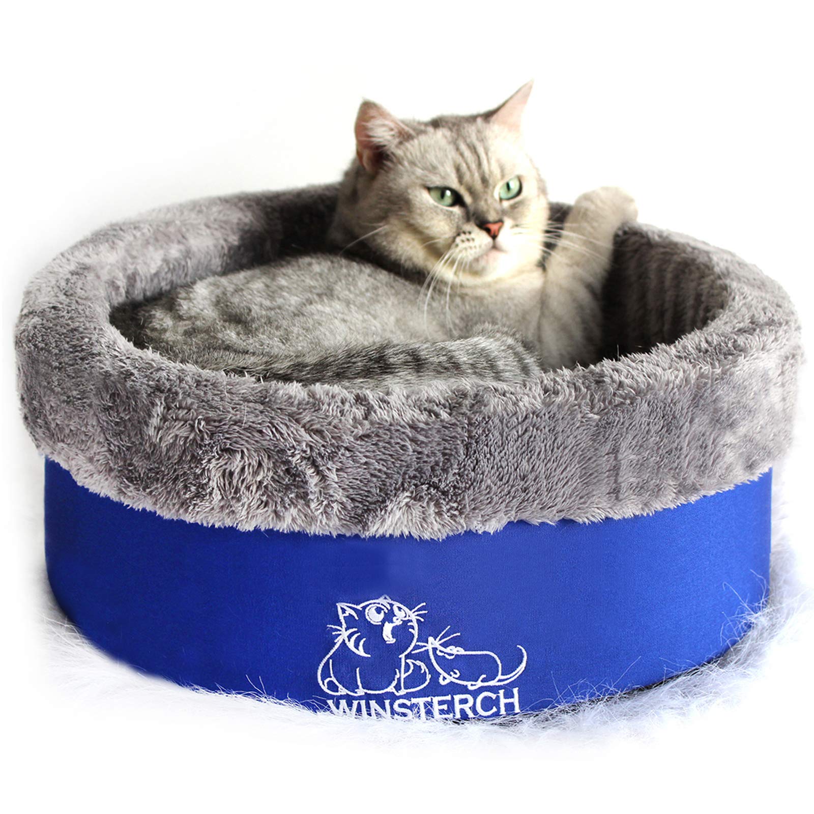 Winsterch Cat Beds for Indoor Cats, Ultra Soft Round Kitten Puppy Pet