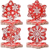 Naozinebi 48 Count Winter Snowflake Paper Plates Red Christmas Plates 9inch Red Snowflake Shaped Christmas Dessert Paper Disposable Tableware for Xmas Holiday Birthday Party Supplies