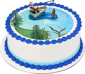 Fisherman with Action Fish DecoSet Cake Decoration