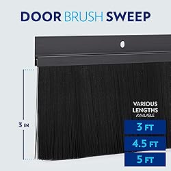 TMH Brush Door Sweep - Black Door Sweep for Bottom