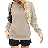 AUSELILY Women’s Crewneck Hoodless Sweatshirt Oversized Long Sleeve Pullover Tops with Pockets 2025 New X Decoration