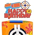 Gun Target Cake Topper Dart War Happy Birthday Cake Topper,Nerf Theme Birthday Smash Cake Decor for Kids Boys Game Party Decorat Orange Blue