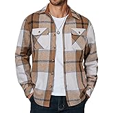 COOFANDY Men's Long Sleeve Flannel Shirts Jacket Fashion Plaid Jackets Casual Button Down Shirt with Pockets