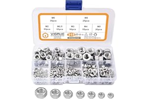 VIGRUE 315Pcs Metric 304 Stainless Steel Hex Nuts Assortment Kit for Screw Bolt (M2 M2.5 M3 M4 M5 M6 M8)