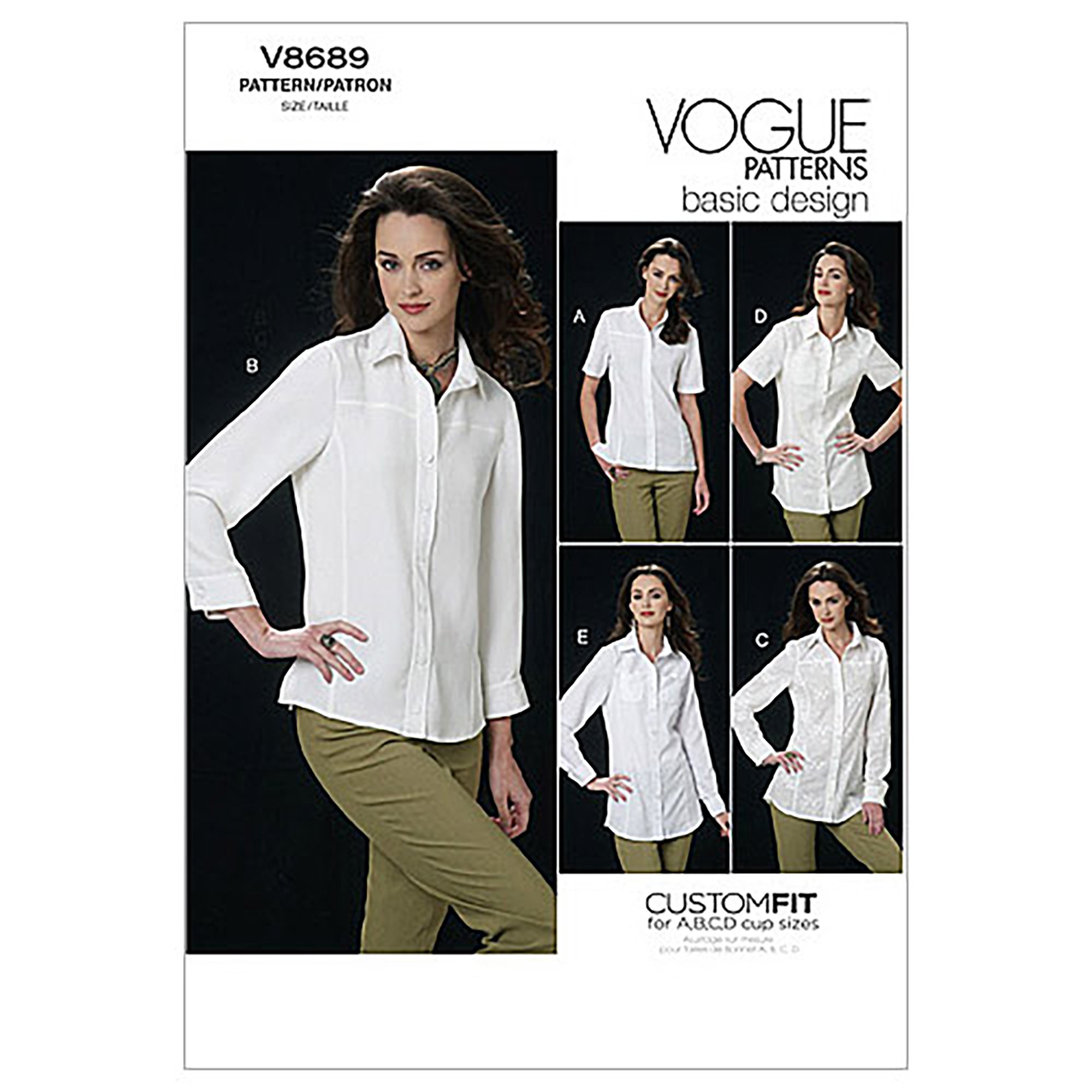 Vogue Patterns V8689 Size E5 14-16-18-20-22 Misses' Shirt
