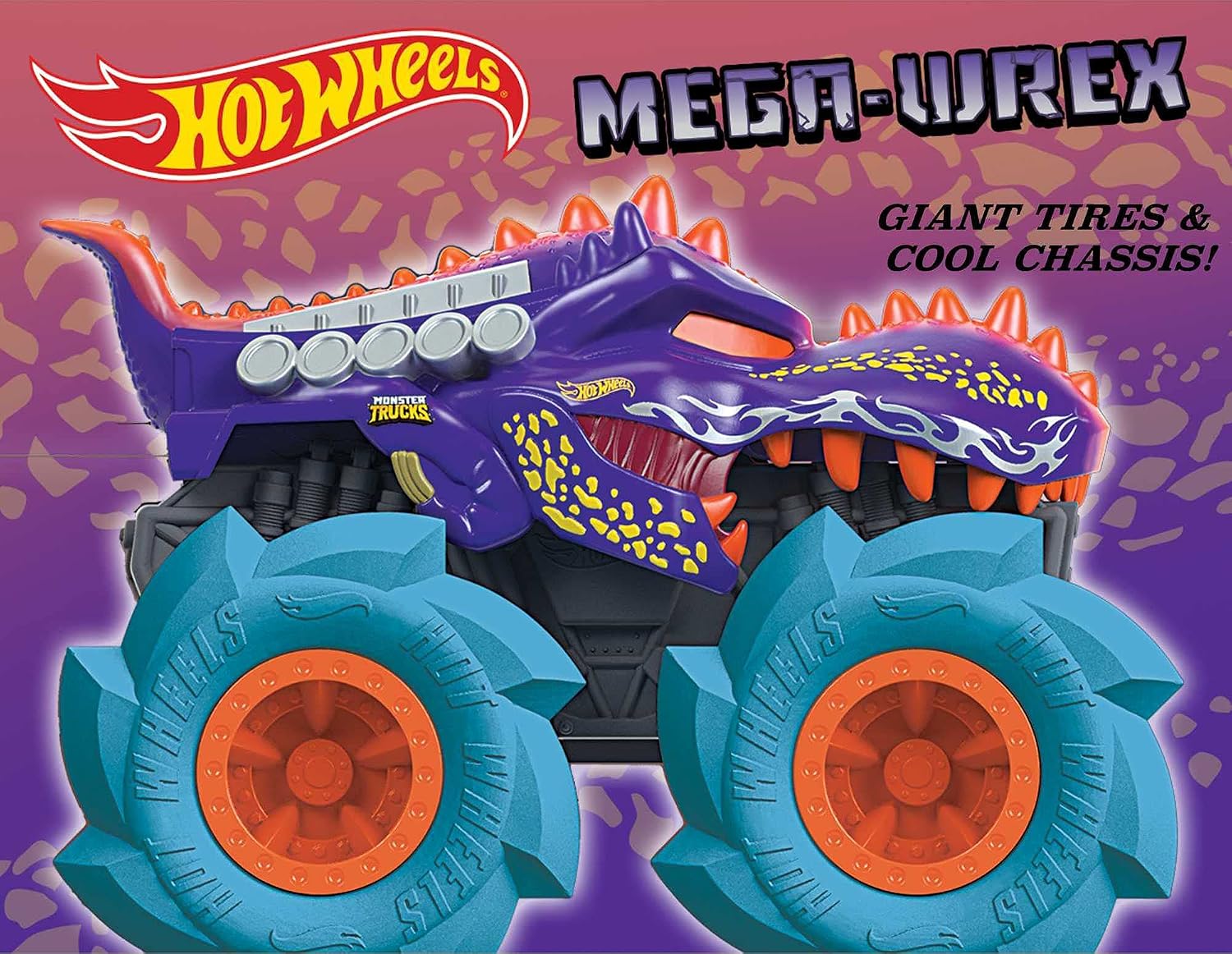 Hot Wheels GVK39 Monster Trucks Twisted Tredz Vehicles, Mega-Wrex 1:43 Scale Creature-Themed Toy Truck, Multicolor - Image 4