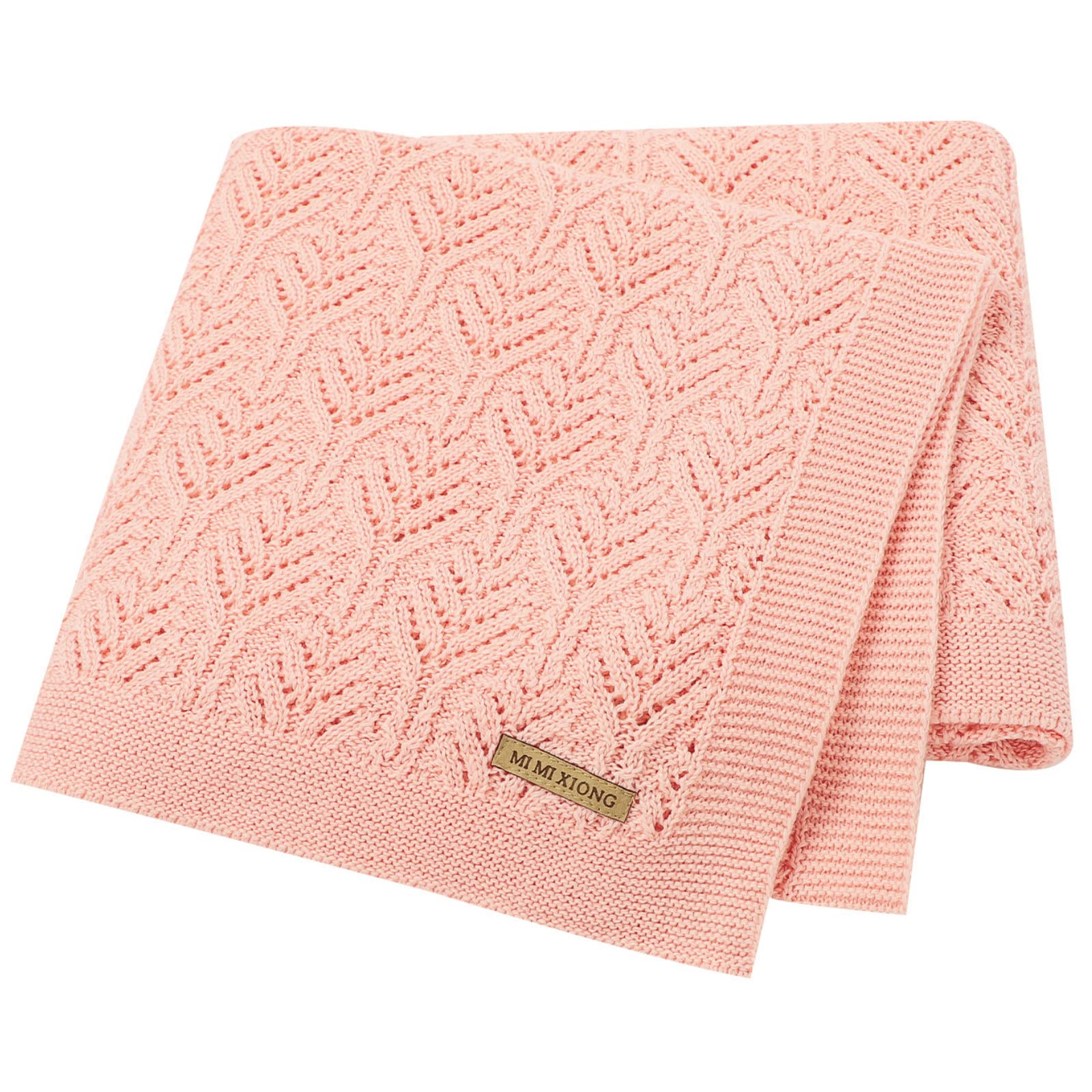 LAWKUL Baby Blanket Cellular Knitted 100% Cotton Soft Blankets for Newborn Boy Girls Toddler 100x80cm Light Pink