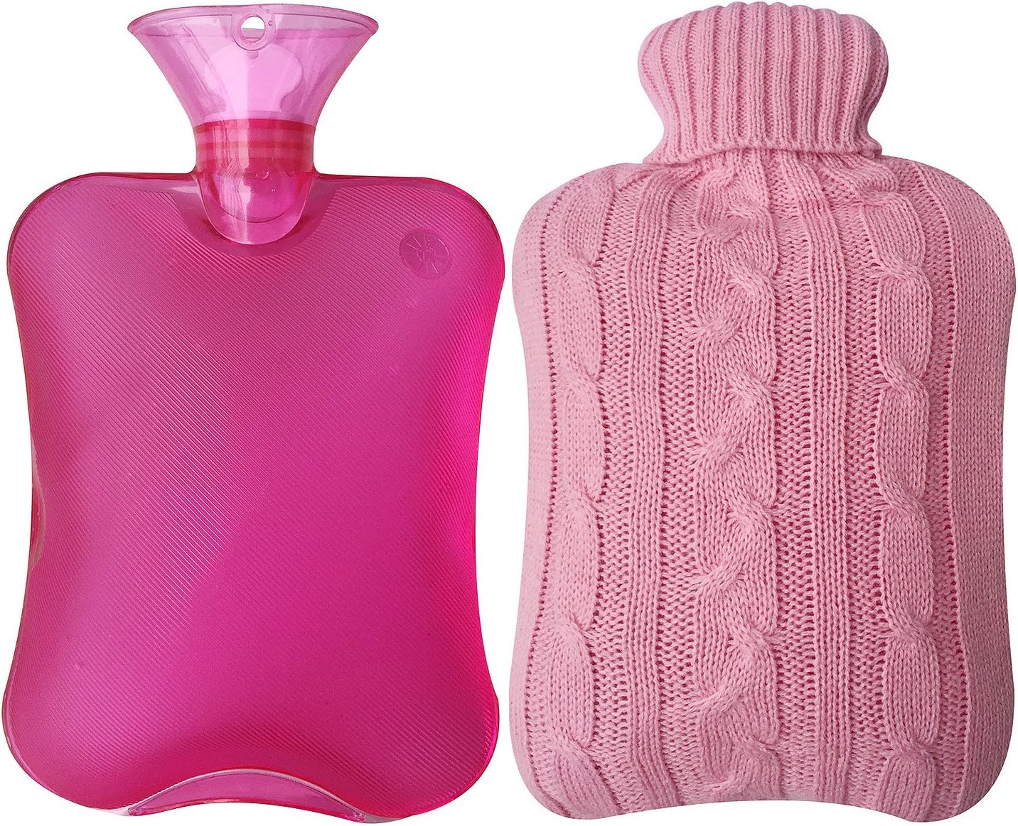 Attmu Classic Rubber Transparent Hot Water Bottle 2 Liter with Knit Cover - Pink: Health & Personal Care