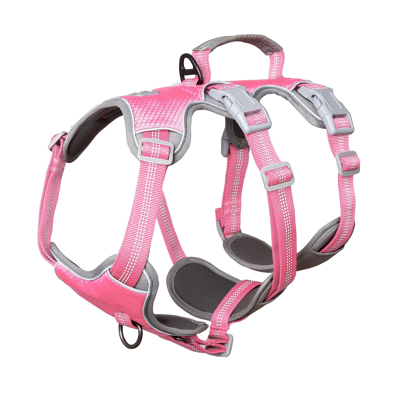 Huntboo Escape Proof Dog Harness Medium, Anti-Pull Dog Harness with Handle, Breathable, Adjustable Dog Harness Small, Reflective Harnesses for Large Dogs Outdoor, Walking, Training（Pink, S) — image 1