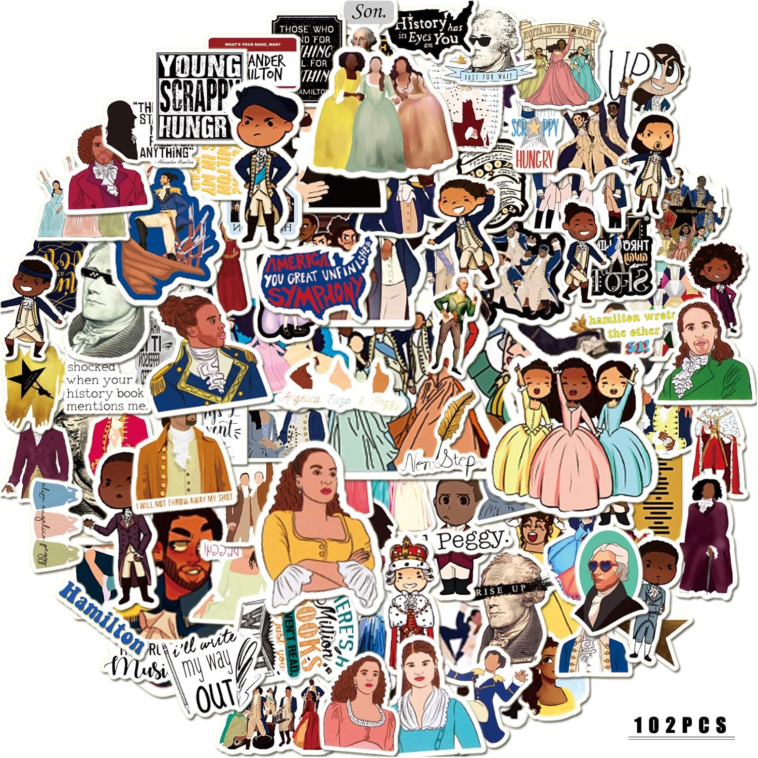 102PCS Hamilton Stickers Musical Vinyl Waterproof Sticker Stylish