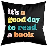 ZNGFON It's a Good Day to Read a Book Soft Throw Pillow Cover Cushion Cover Decor for Sofa Couch Bed 18x18 Inch Gift for Teacher，Teacher Appreciation, Gift for Librarian