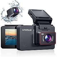 Kingslim D4 4K Dual Dash Cam with Built-in WiFi GPS, Front 4K/2.5K Rear 1080P Dual Dash Camera for Cars , 3" IPS…