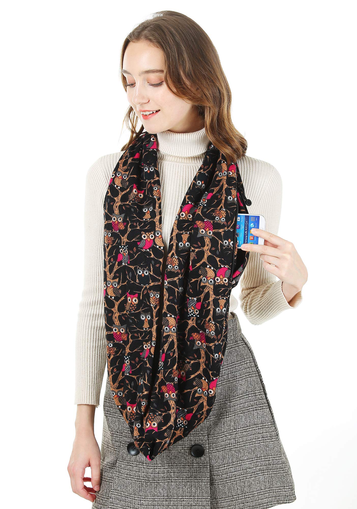 YIVEKO Infinity Scarf with Zipper Pocket Women Plaid Scarf Winter Cashmere Feel YIVEKO Infinity Scarf with Zipper Pocket Women Plaid Scarf Winter Cashmere Feel