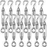 Hedume 12 Pack M4 Hook & Eye Turnbuckle for Cable Wire Rope Tension, 304 Stainless Steel Heavy Duty Wire Rope Tension for DIY String Light Picture Hanging, Garden Wire, Fence Gate Wire, Tent Rope