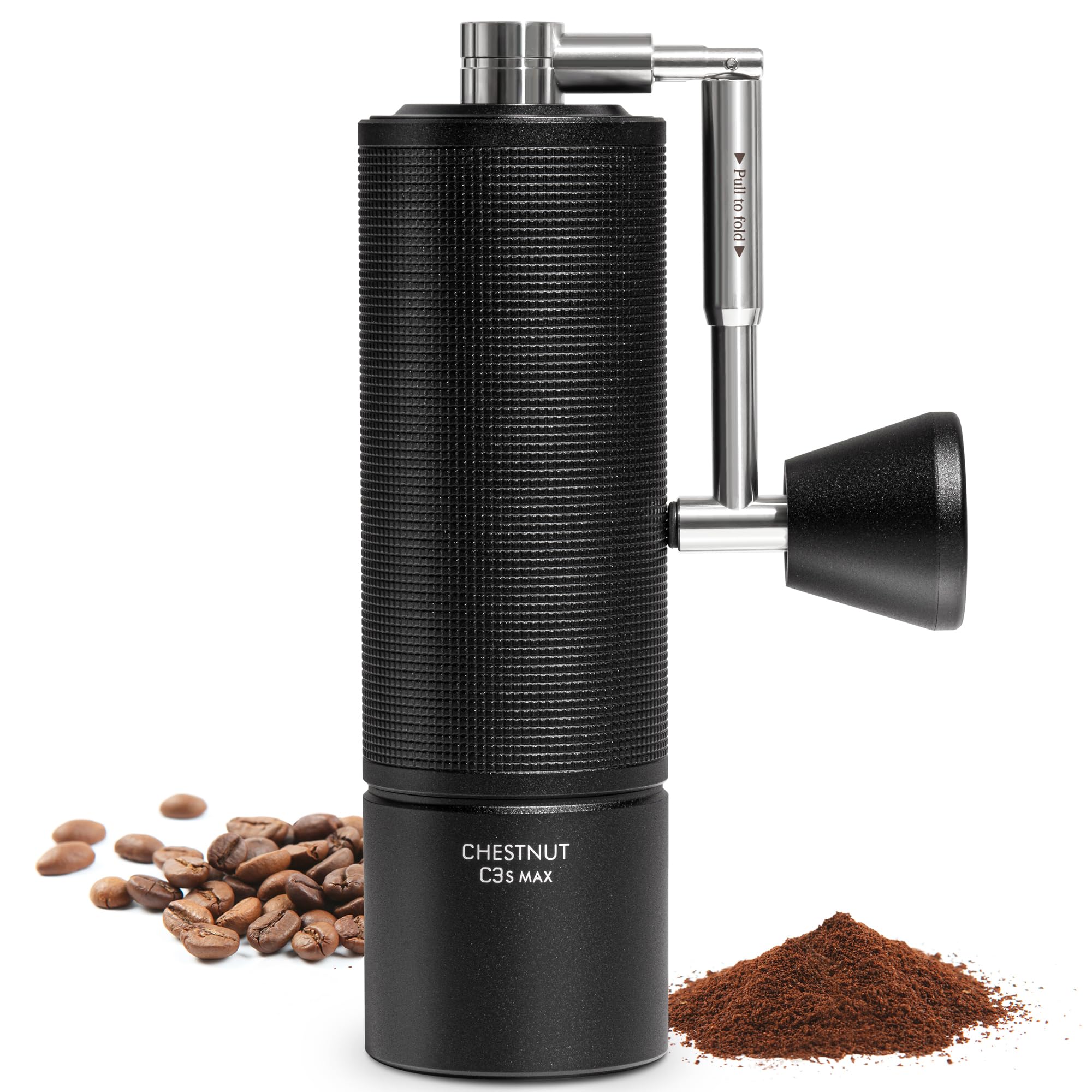 Photo 1 of TIMEMORE Chestnut C3S MAX Manual Coffee Grinder Stainless Steel S2C Conical Burr Coffee Grinder, Capacity 35g Hand Coffee Grinder with Foldable Handle, Adjustable Grind Setting for Espresso, Black