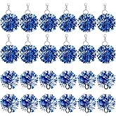 Sureio 24 pcs Cheer Pom Poms Hair Ropes and Cheer Pom Pom Keychain Cheerleader Gifts Cheerleading Accessories Kit for Teammates Party Favors