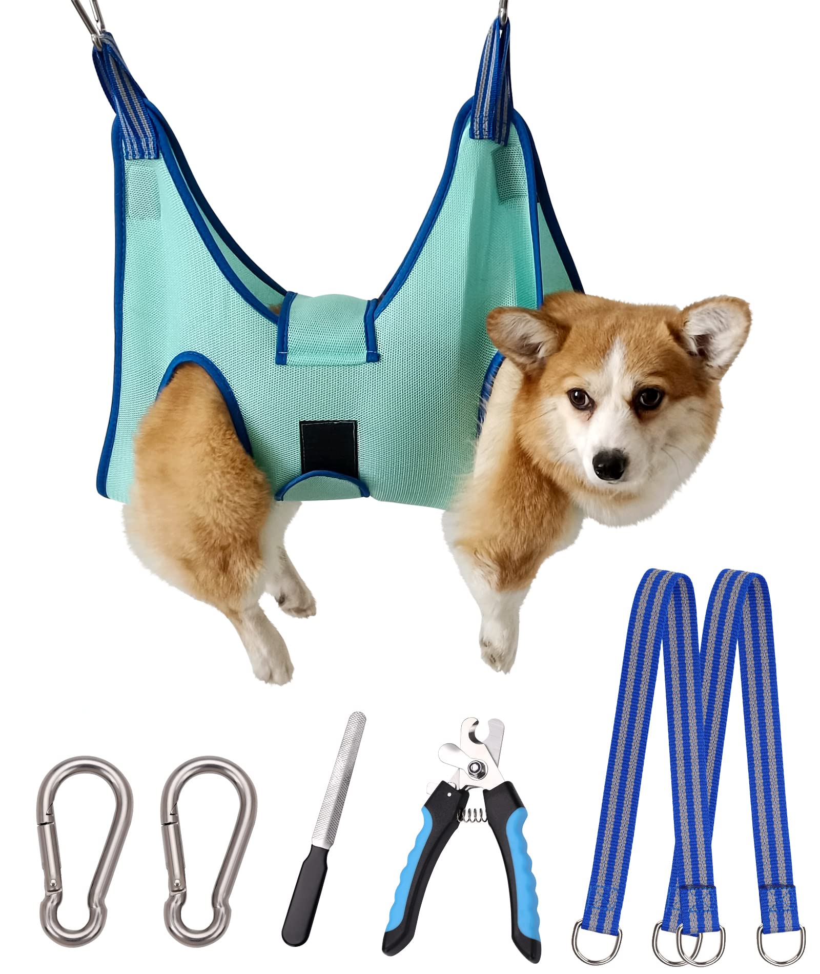 Kkiimatt 2027 New Edition Dog Grooming Hammock, Pet Grooming Hammock with Nail Clippers/File, Dog Grooming Sling with Wide Strap Sewed