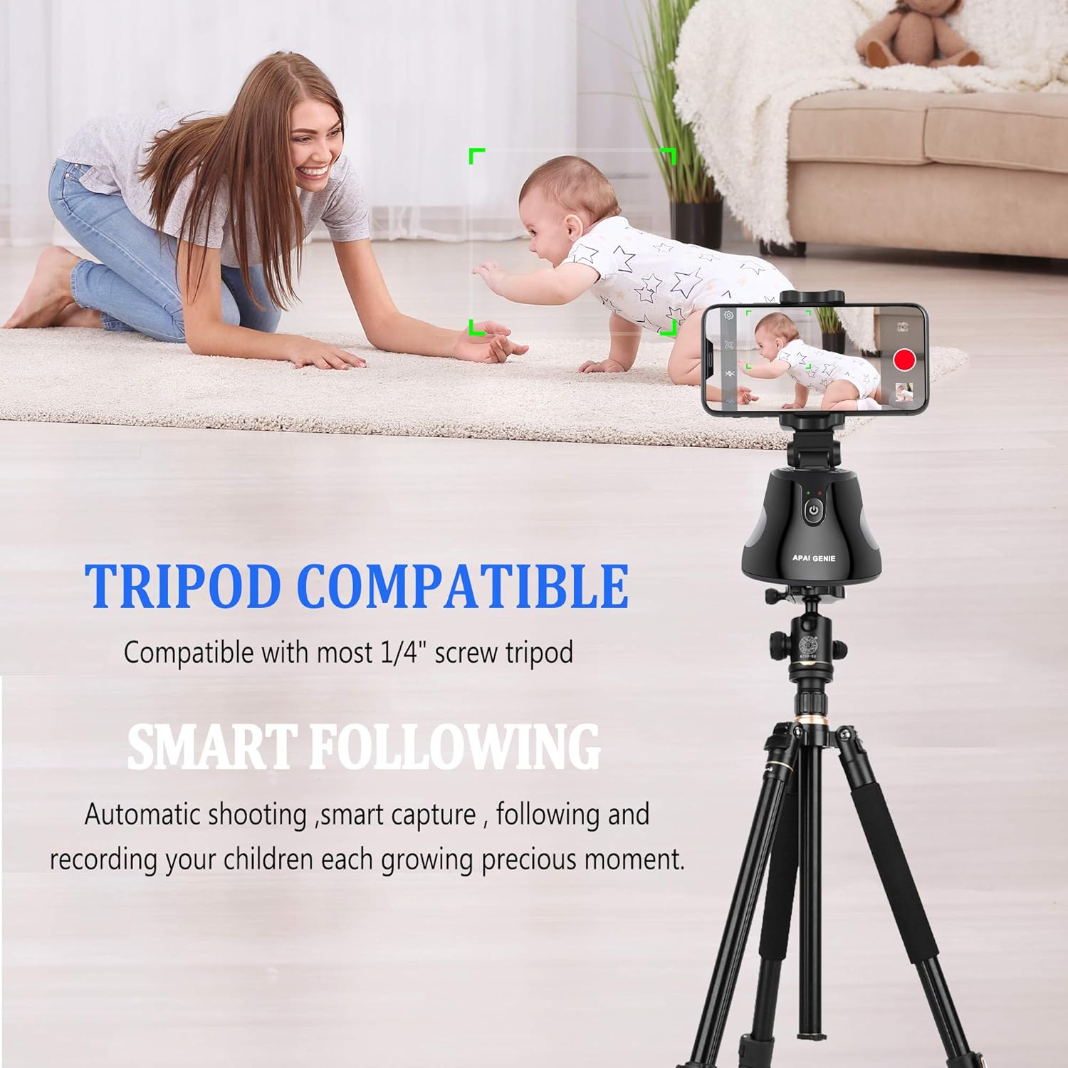 Portable All-in-one Smart Selfie Stick, 360° Rotates Auto Face & Object Tracking Vlog Shooting Smartphone Mount Holder: Camera & Photo