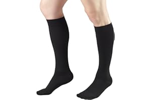 Truform Short Length 20-30 mmHg Compression Stockings for Men and Women, Reduced Length, Closed Toe, Black, Large