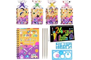 Cityrosy 24 Pack Scratch Art Paper Rainbow Sets Scratch Off Art Notebook Crafts Easter Gifts Magic Scratch Off Set Crafts Supplies Games Easter Christmas M