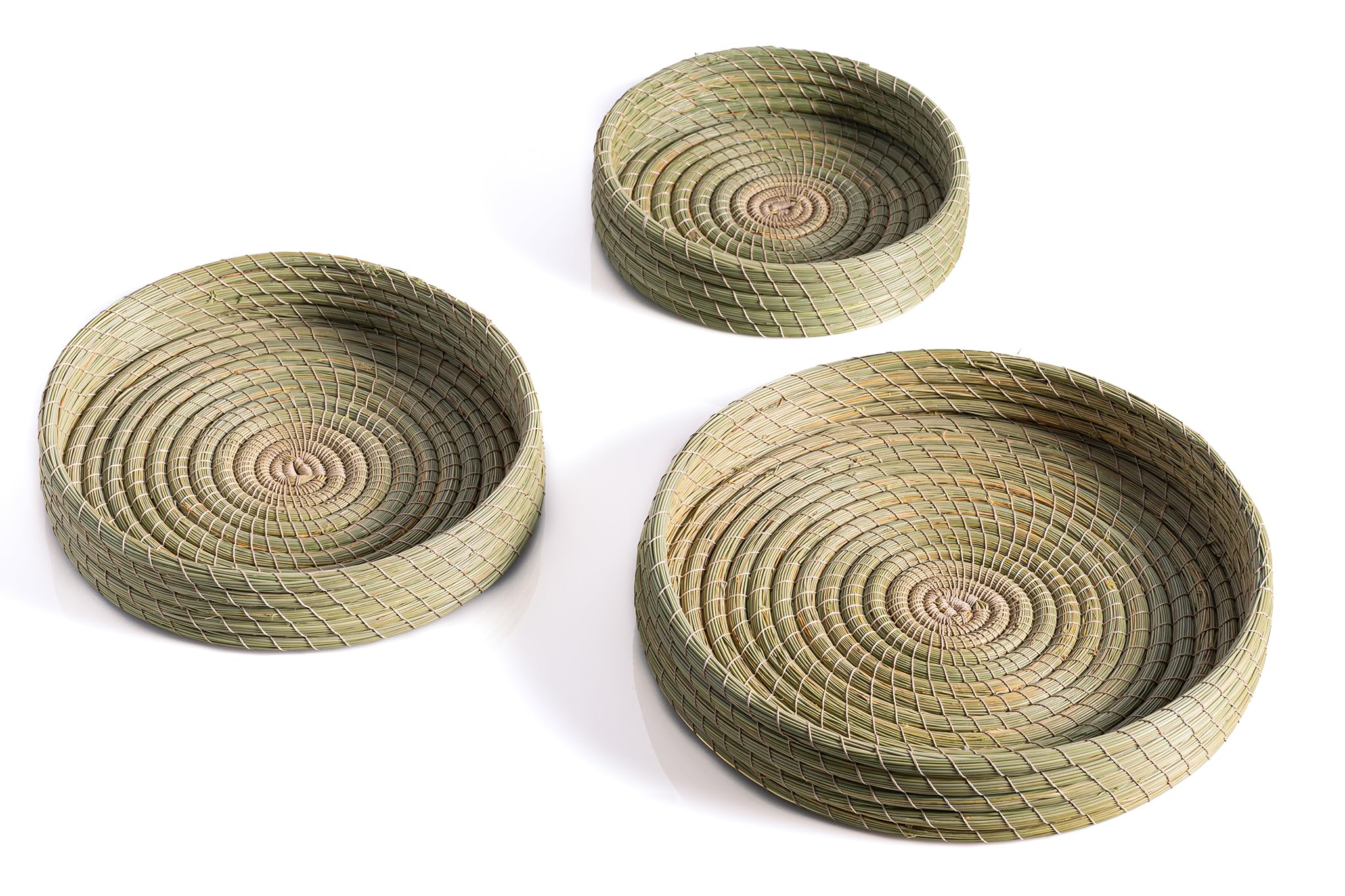 Darido Set of 3 Halfa Trays Handmade - 30x30x10 CM Natural Authentic Halfa grass - Tray for Bathroom Accessory, Bedroom Decor, Makeup Organiser, and jewellery organiser - Decorative home accessories