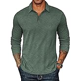COOFANDY Mens Long Sleeve Polo Shirts Classic Casual Button Polo Tee Lightweight Collared Golf Shirt