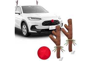 Carbella Car Christmas Reindeer Antlers and Nose - Xmas Decorations for Car - Window Holiday Kit for Car Truck Van SUV