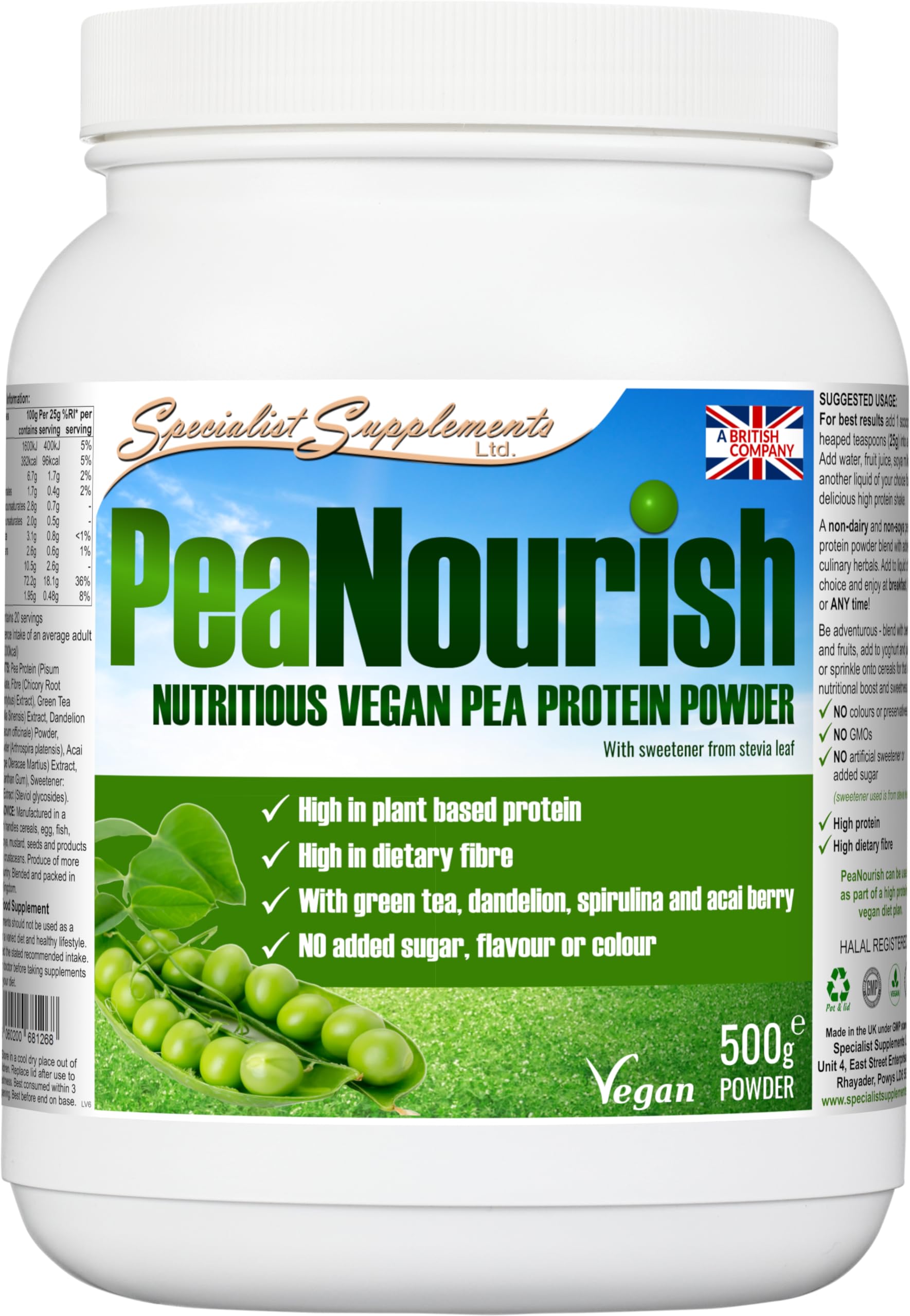 Specialist Supplements PeaNourish Pea Protein Powder 500g