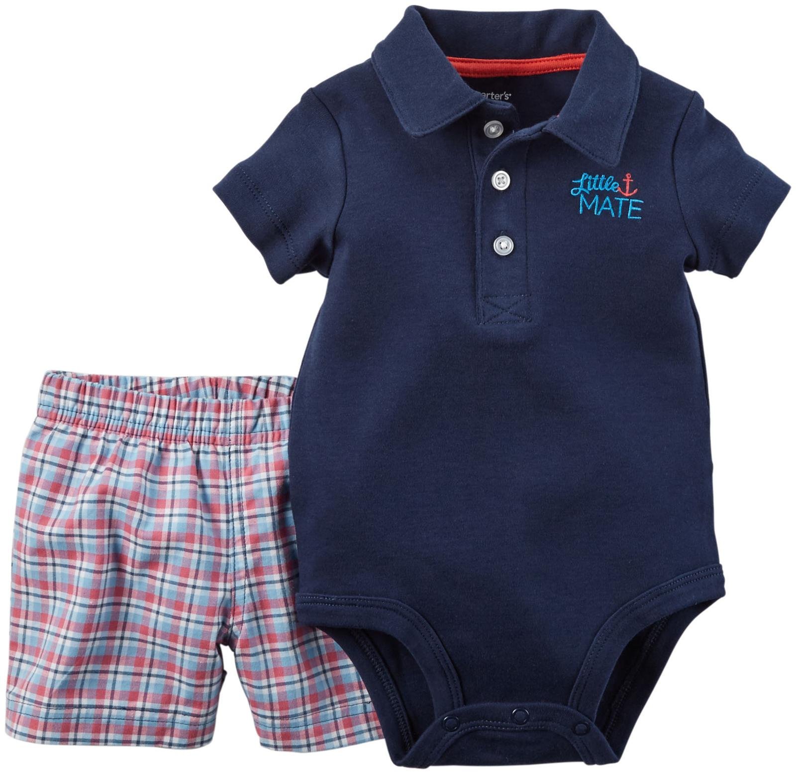 Carters Baby Boys Little Mate Polo Bodysuit Set Blue 3 Months 9 81Rg20PhsEL