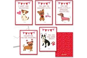Paper Frenzy Dog Themed Valentine Cards WITH ENVELOPES - 25 Pack