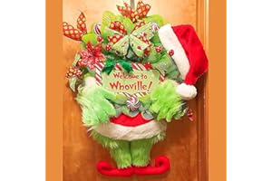 MONYPLAY Christmas Thief Wreath for Front Door Mantel Green Elf Legs Christmas Wreath Home Decoration Indoor Outdoor (Green, 18.4x12inch / 46x30cm)