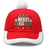 Hicyyu Embroidery Merry Christmas Unisex Hat Santa Trucker hats, Adjustable Red Santa Baseball Cap, Christmas gift for family