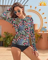 WOWENY Women Rash Guard Long Sleeve Swimsuit Top