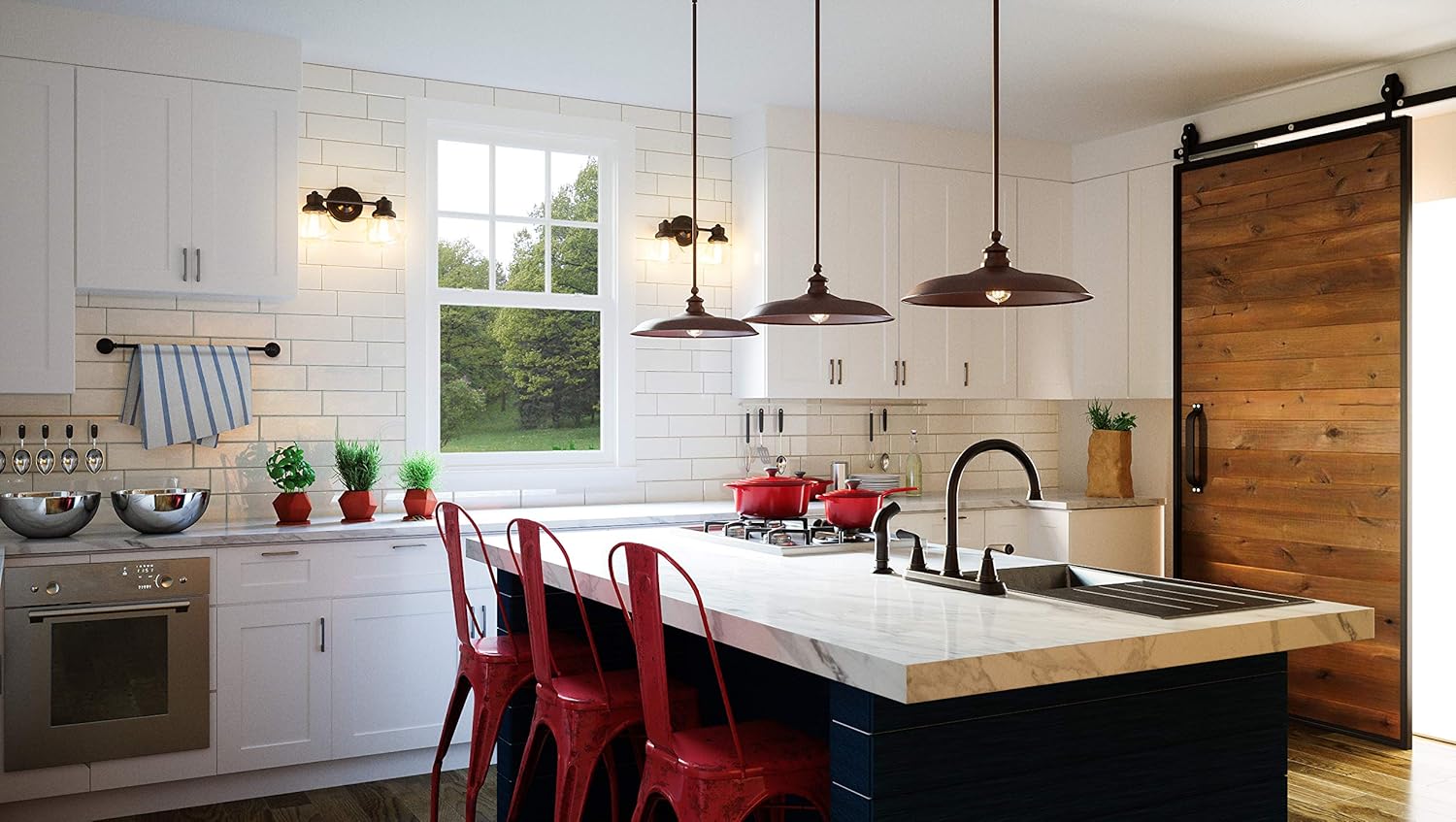 Design House 519863 Kimball Industrial Farmhouse Indoor Light with Metal Shade, Pendant, Coffee Bronze - - 