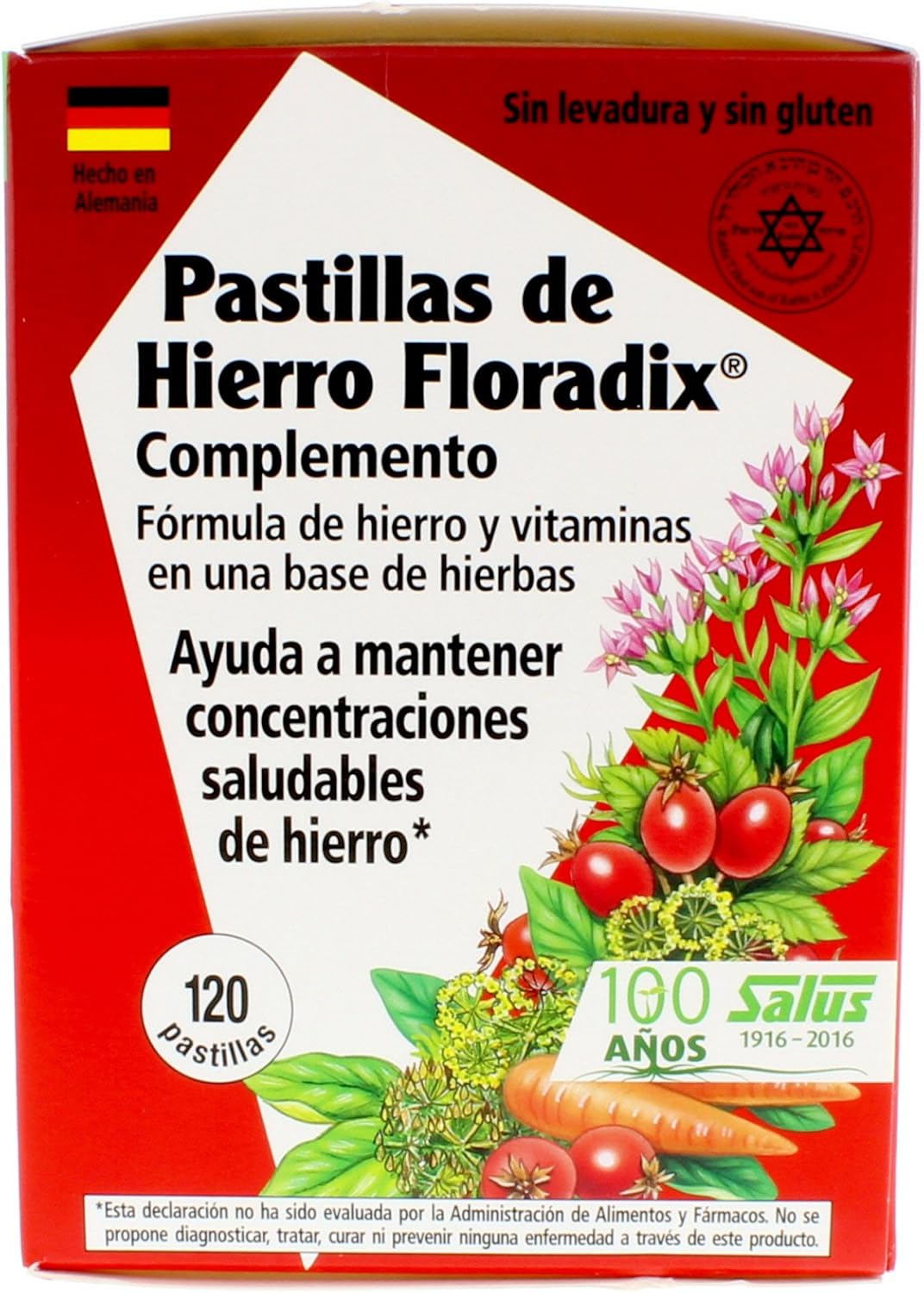 Floradix Tablets Iron Supplement 120Count XL Size - Supports Red Blood Cell Formation - Vegetarian, No Constipation, Non-GMO: Health & Personal Care
