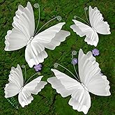 Large Butterfly Party Decorations - 4Pcs 3D Crepe Paper Hanging Butterfly White Giant Butterflies for Girls Women Birthday Party Baby Shower Wedding Spring Flower Garden Nursery Decor (White)